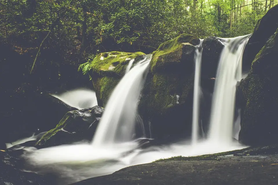 Long exposure of a waterfall on the Middle Prong of the Little River