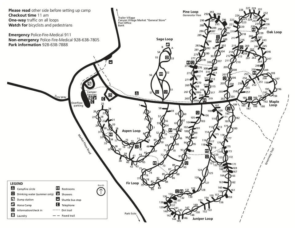 NPS map of Mather Campground loops and facilities